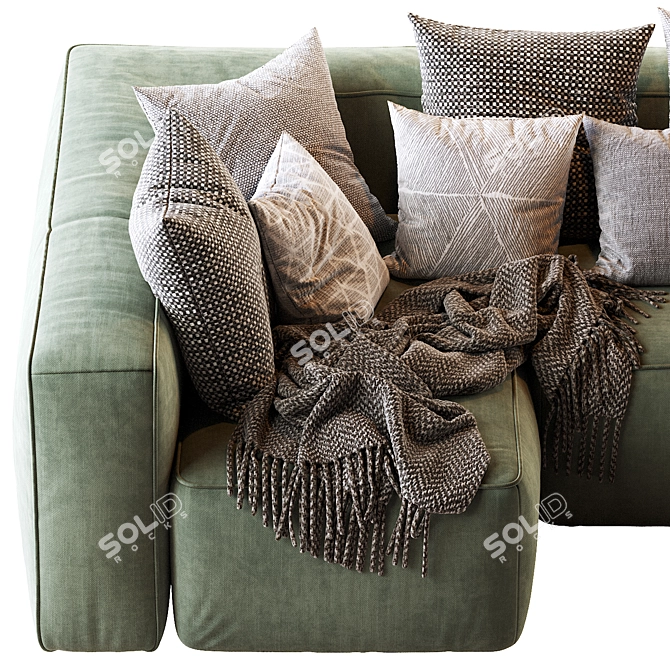 Cozy Mello Taos Brown Corner Sectional 3D model image 6