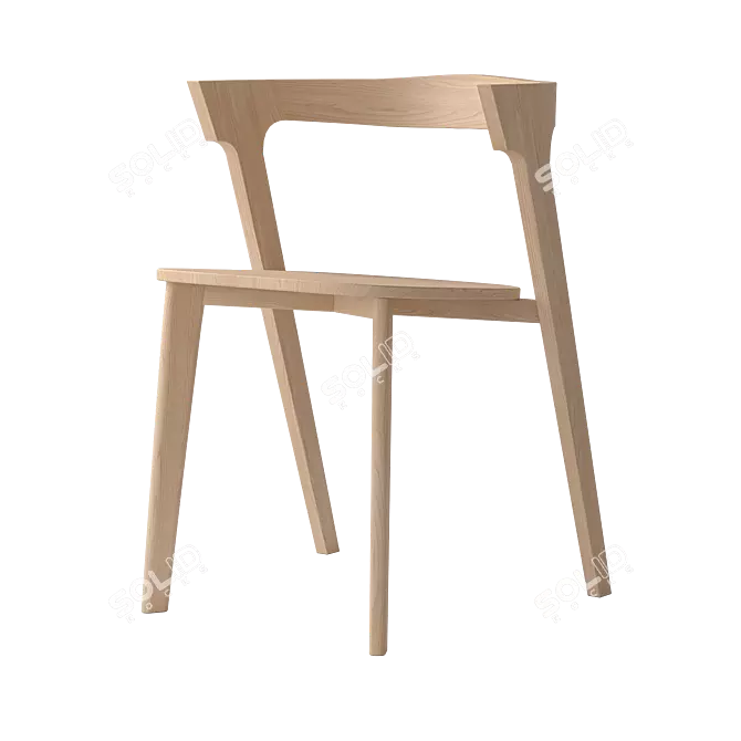 Custom Oak Wood Chair 3D model image 1