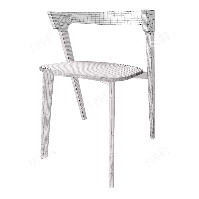 Custom Oak Wood Chair 3D model image 4