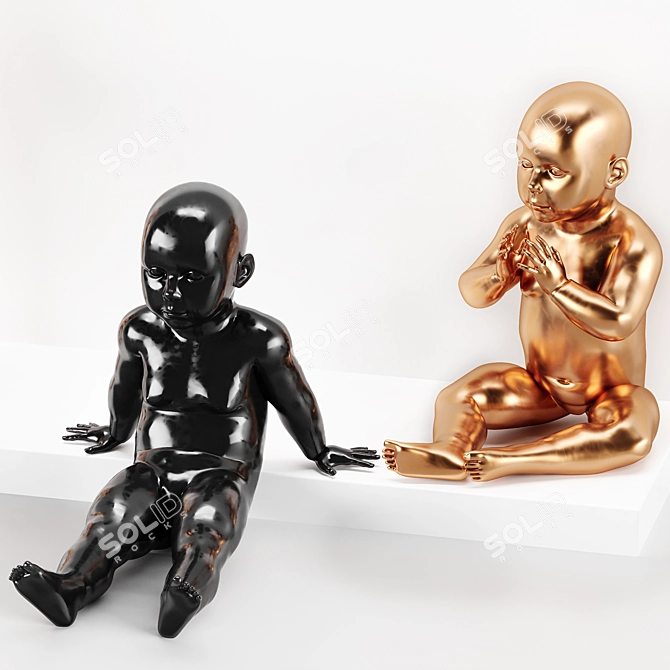Gold Baby Mannequin: Dive, Pose, Pat a Cake, Relax 3D model image 3