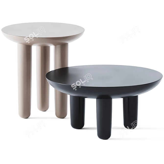 Sleek Metal Coffee Tables 3D model image 1