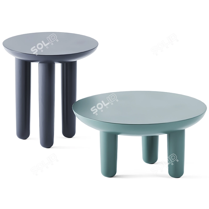 Sleek Metal Coffee Tables 3D model image 2