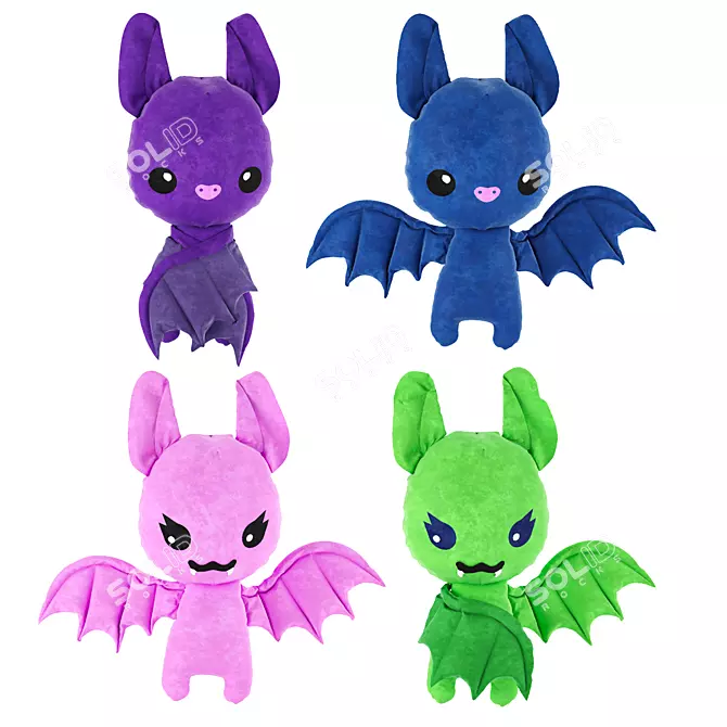 Color-changing Plush Bat Set (4pcs) 3D model image 1