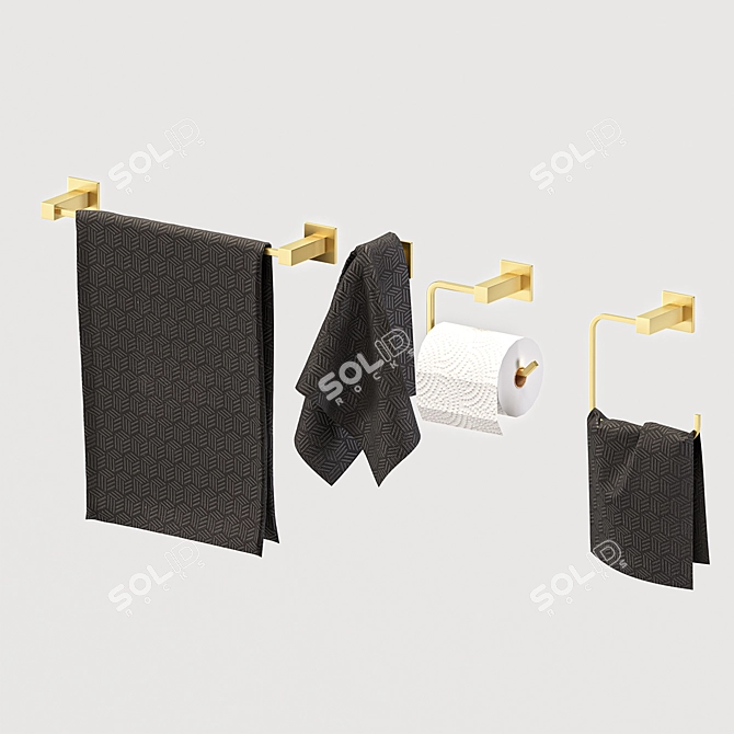 Chrome Bathroom Accessory Set 3D model image 4