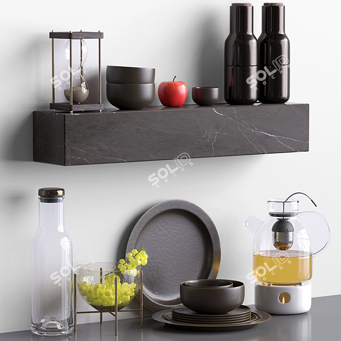 Sleek Kitchen Shelf: Organize with Ease 3D model image 1