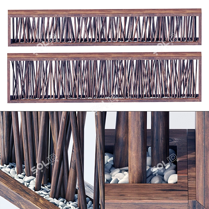 Branches & Pebbles Screen Wall Art 3D model image 1