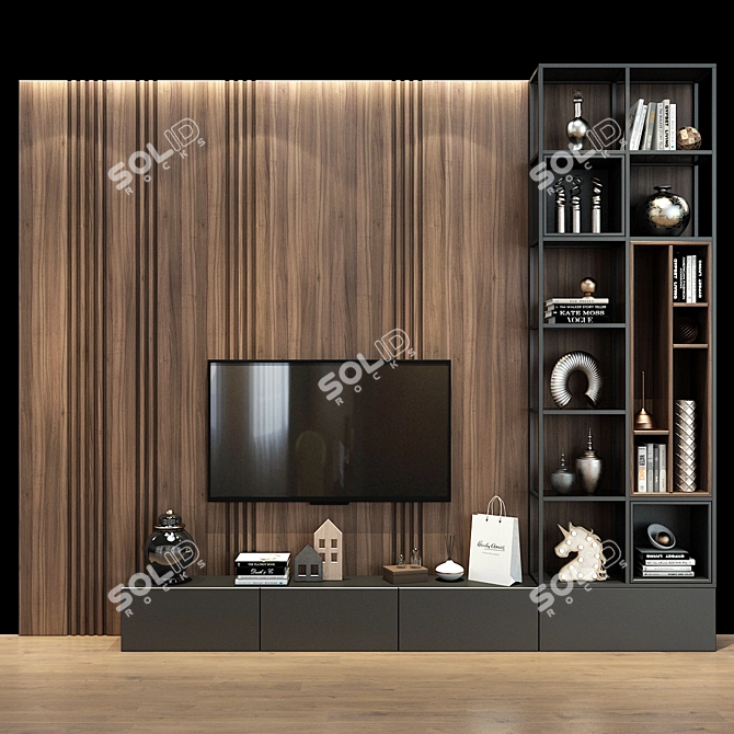 Stylish TV Shelf 0348 3D model image 1