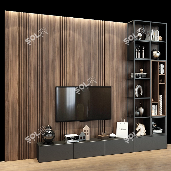 Stylish TV Shelf 0348 3D model image 3