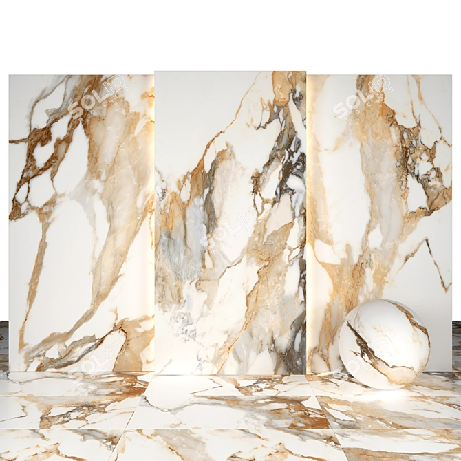 Elegant Paonazzo Gold Marble Slabs 3D model image 1