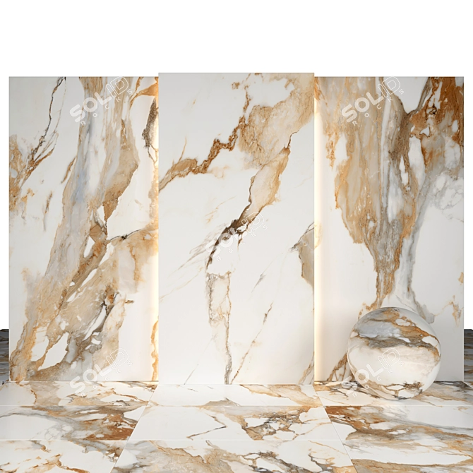 Elegant Paonazzo Gold Marble Slabs 3D model image 2