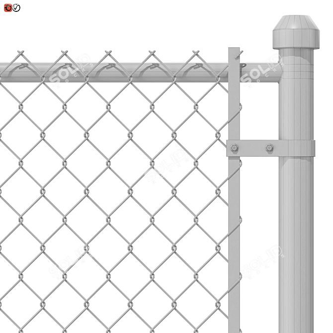 Durable Metal Mesh Fence 3D model image 3