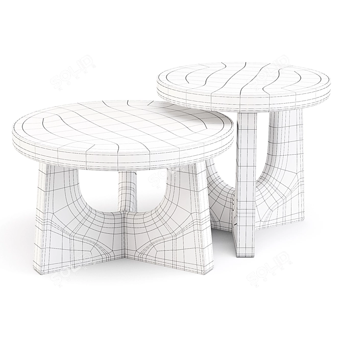 Sculptural Elegance: Poliform Nara Coffee Tables 3D model image 2