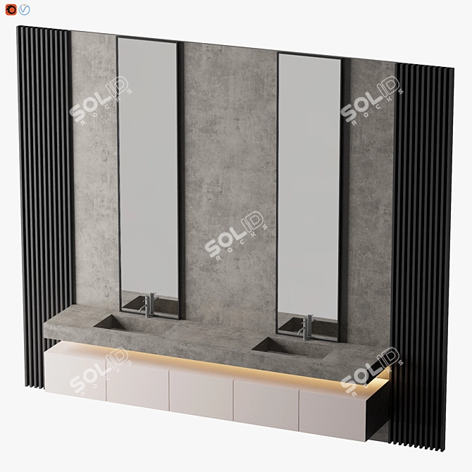 Concrete Bath: Modern Minimalist Design 3D model image 3