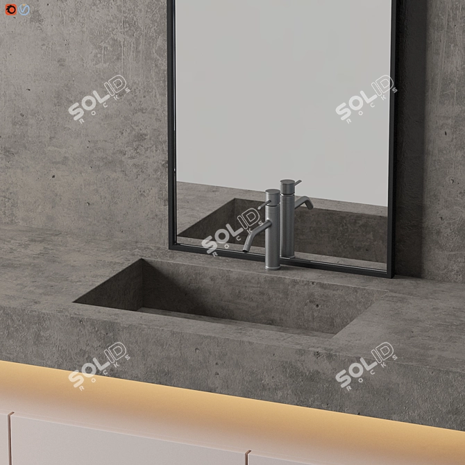 Concrete Bath: Modern Minimalist Design 3D model image 4