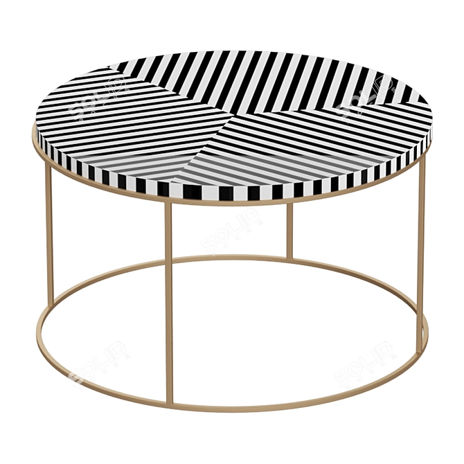 Intricate Striped Bone Coffee Table 3D model image 1