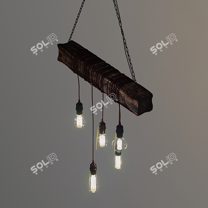 Handcrafted Wooden Pendant Light 3D model image 2