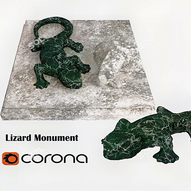 Handcrafted Boxwood Lizard Sculpture 3D model image 5