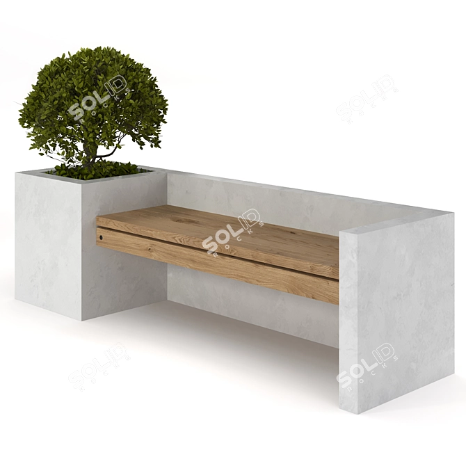 Urban Oasis Bench: Stylish Furniture with Plants 3D model image 2