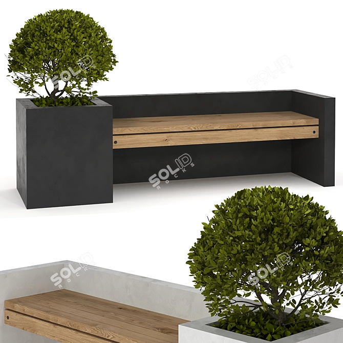 Urban Oasis Bench: Stylish Furniture with Plants 3D model image 3
