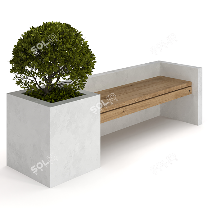 Urban Oasis Bench: Stylish Furniture with Plants 3D model image 4