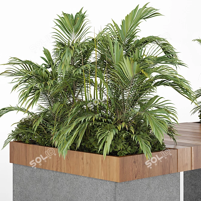 Modern Bench with Plant Décor 3D model image 3