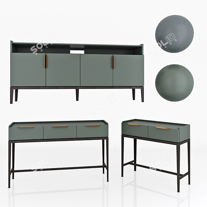 Modern Metropolitan Console Set 3D model image 1
