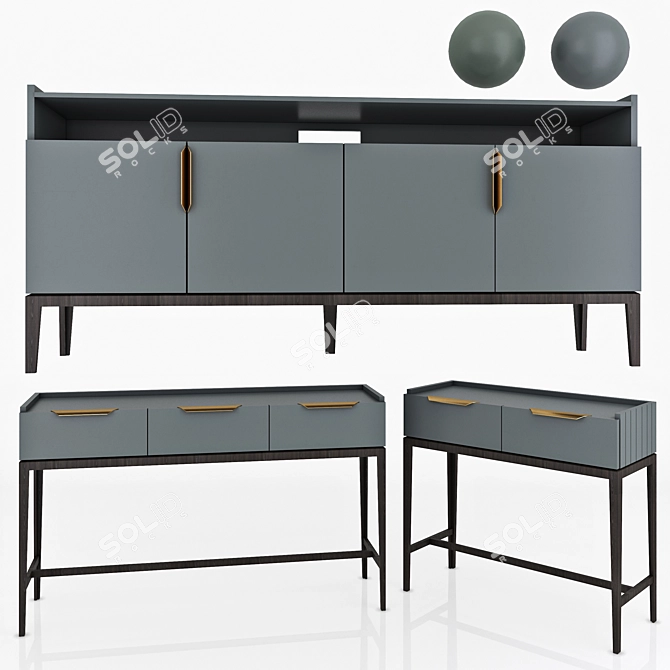 Modern Metropolitan Console Set 3D model image 5