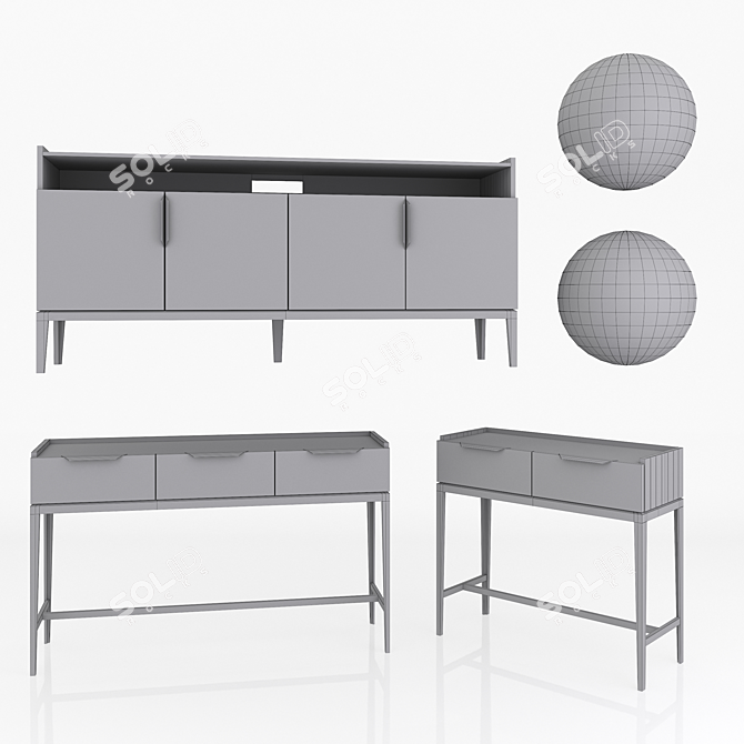 Modern Metropolitan Console Set 3D model image 6