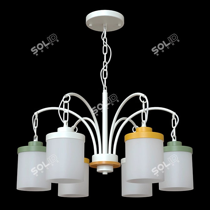 Colorful Metal and Glass Hanging Chandelier 3D model image 5