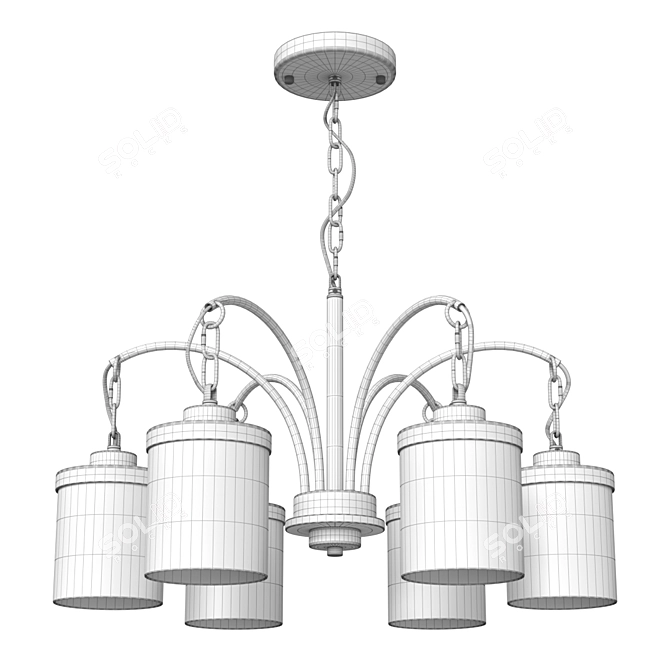 Colorful Metal and Glass Hanging Chandelier 3D model image 7