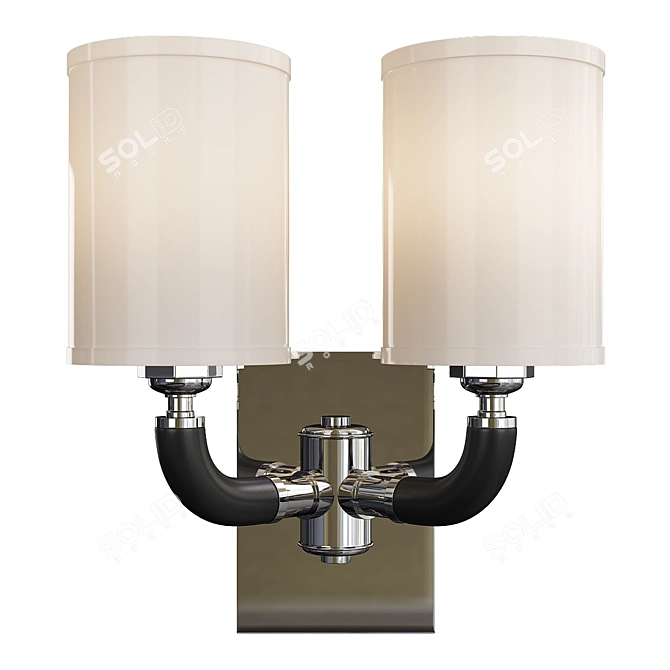 Elegant Huxley Polished Nickel Sconce 3D model image 2