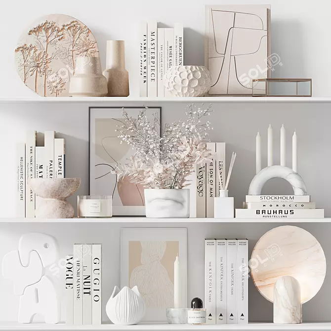 Decorative Set: Panno, Vase, Candle, Lamp, Poster. 3D model image 1