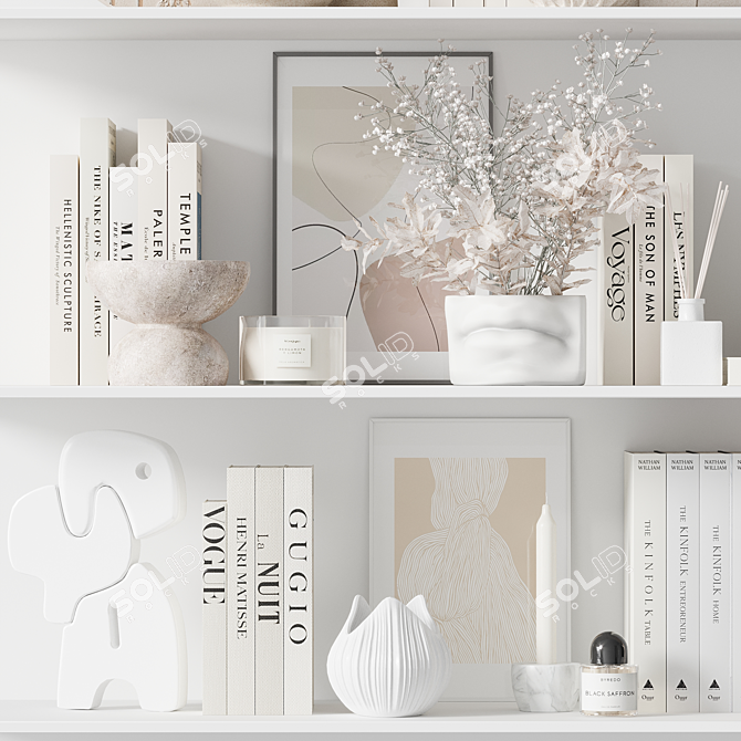 Decorative Set: Panno, Vase, Candle, Lamp, Poster. 3D model image 3
