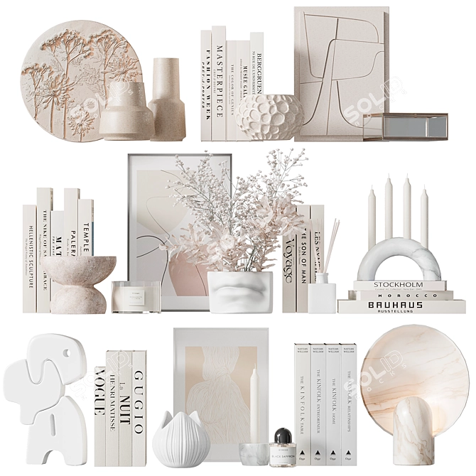 Decorative Set: Panno, Vase, Candle, Lamp, Poster. 3D model image 7