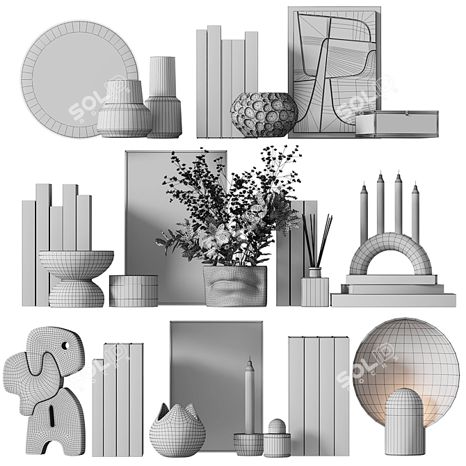 Decorative Set: Panno, Vase, Candle, Lamp, Poster. 3D model image 8