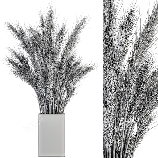 Decorative Dried Wheat Bundle 3D model image 4