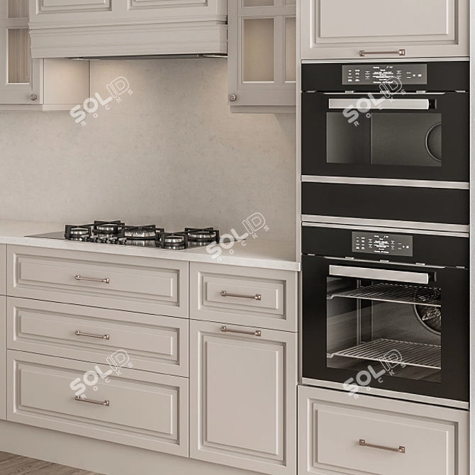 Neo Classic Cream Kitchen Set 3D model image 3