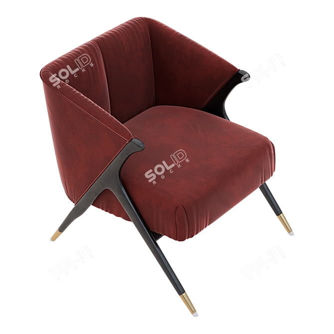 Elegant Velvet Lounge Armchair 3D model image 2