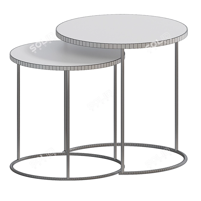 Golden Base Marble Nesting Tables 3D model image 3