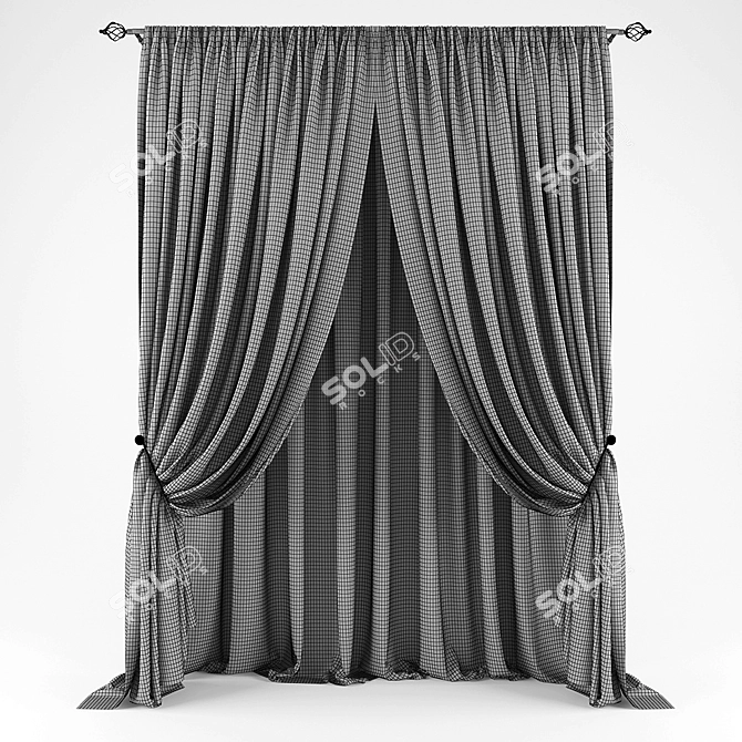 Modern White Sheer Polyester Curtains 3D model image 2
