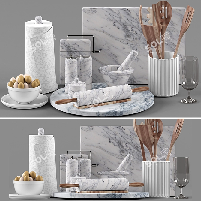 Elegant Marble Kitchen Set 3D model image 1