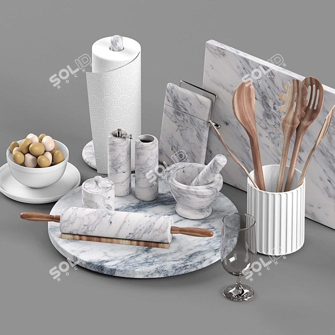 Elegant Marble Kitchen Set 3D model image 6