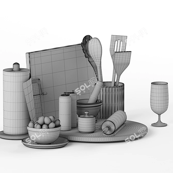 Elegant Marble Kitchen Set 3D model image 8