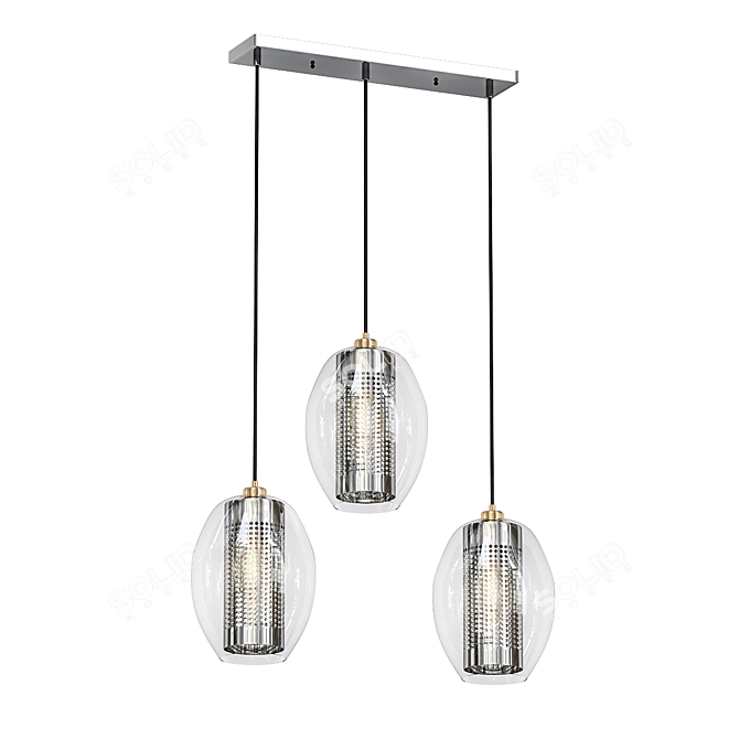 Sleek Linear Pendant - Kichler Asher 3-Light 3D model image 1