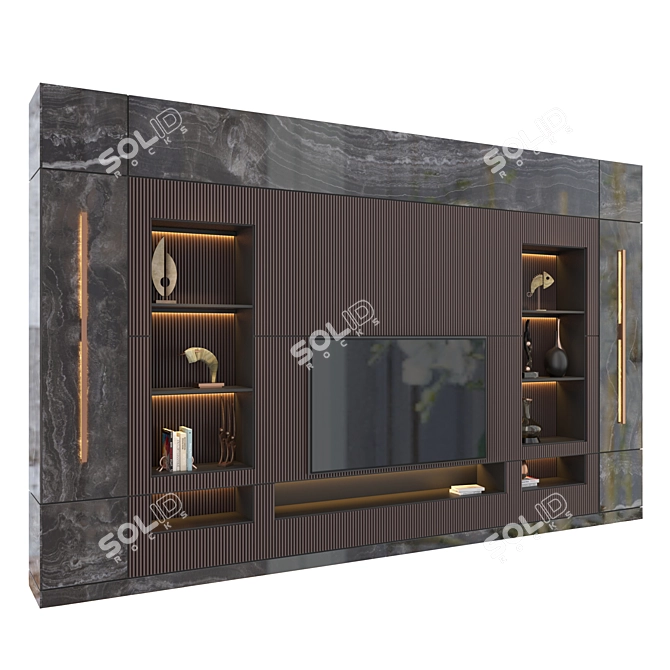 Multi-Format TV Stand with Textures 3D model image 2