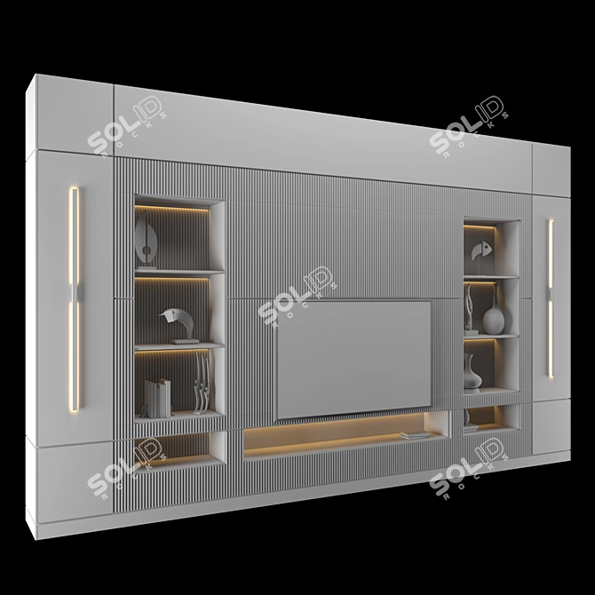 Multi-Format TV Stand with Textures 3D model image 3