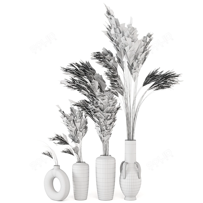 Pampas Dried Plantset in Handmade Vase 3D model image 7