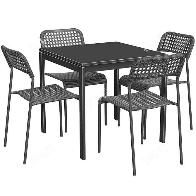 Modern White Dining Set - Table & Chairs 3D model image 3