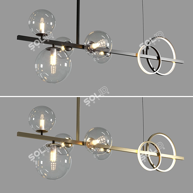 European Glass Bubble Pendant Lights 3D model image 1