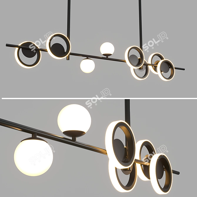 Lomye Nordic LED Black Chandelier 3D model image 1